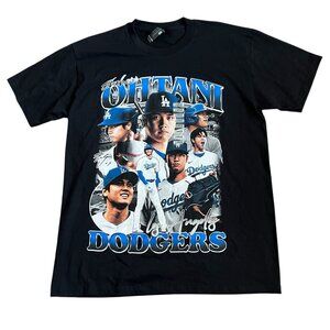 Shohei Ohtani Rap Tee Retro T Shirt Sz L Black Dodgers Collage Big Graphic NEW